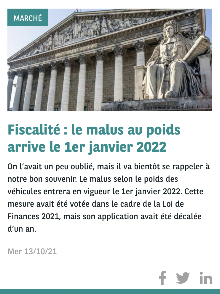 Fiscalité: le malus au poids arrive en 2022