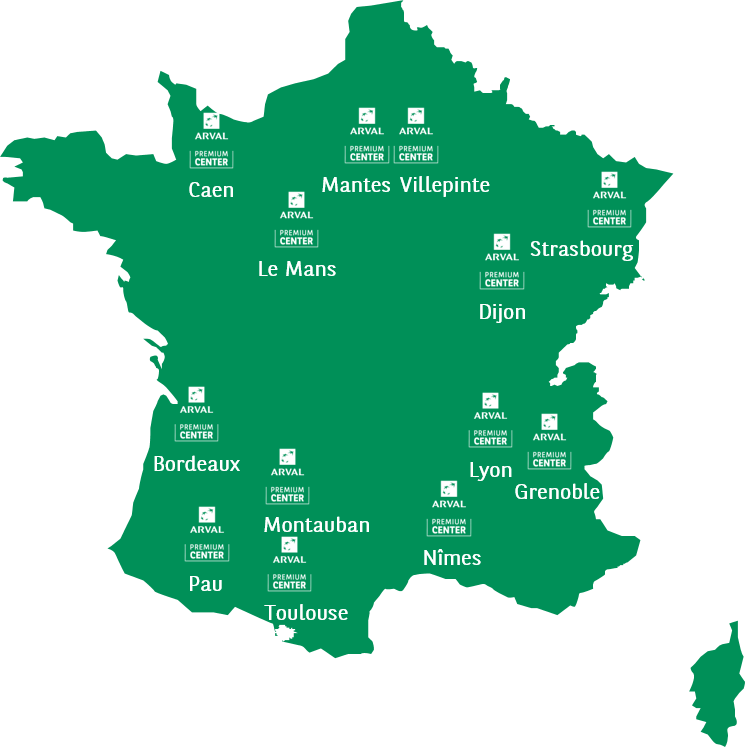 Carte des Arval Premium Center_nom villes