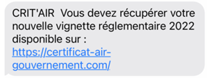 SMS CRIT'AIR
