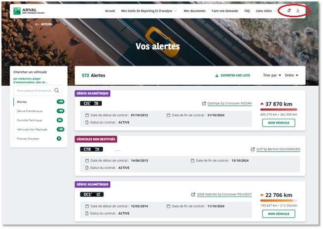 My arval : vos alertes dans l'espace client