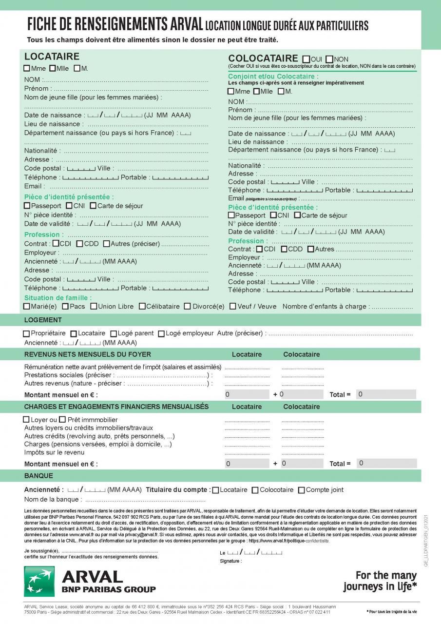 Fiche de renseignement Fiche de renseignement
