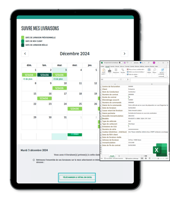 Visuel Calendrier de suivi des livraisons