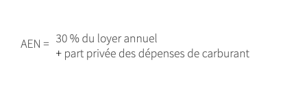 AEN = 30% du loyer annuel + part privée des dépenses de carburant